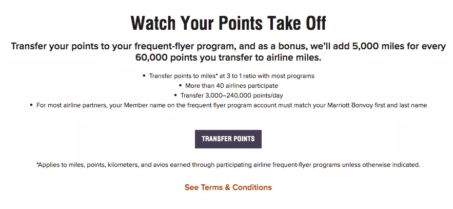 Transfer out Bonvoy Points