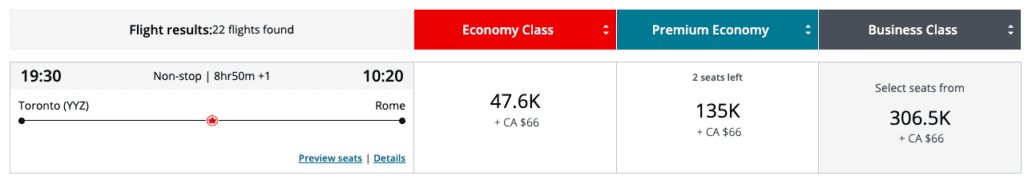 Aeroplan - to FCO