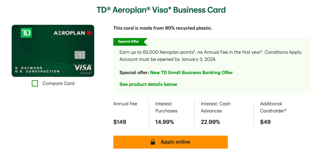 TD Aeroplan Business