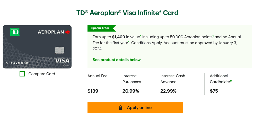 TD Visa Infinte