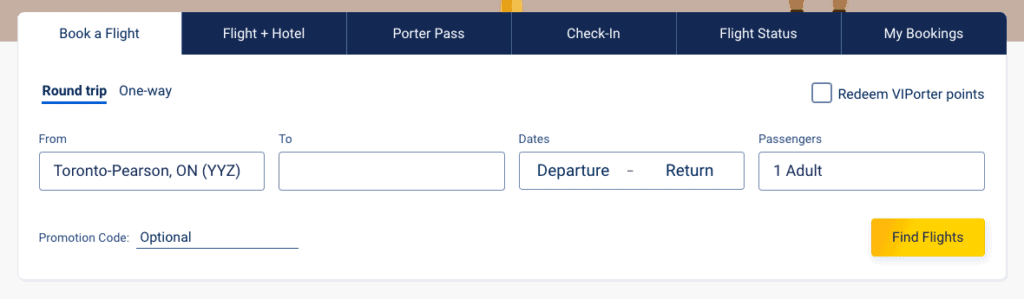 Book a Porter flight